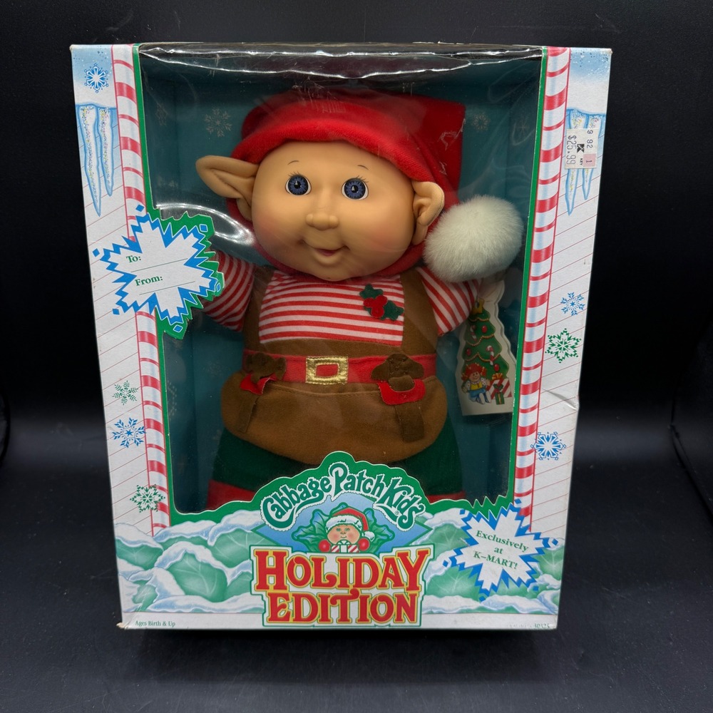 Vintage 1992 Cabbage Patch Kids Holiday Edition Elf Doll Plush K Mart Vintage